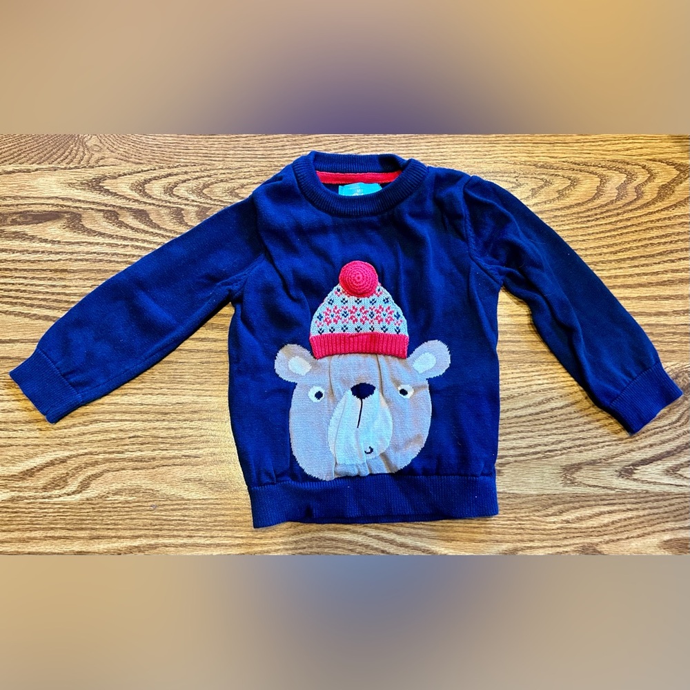 Infant navy sweater bear with hat mini rebel brand 12 to 18 months